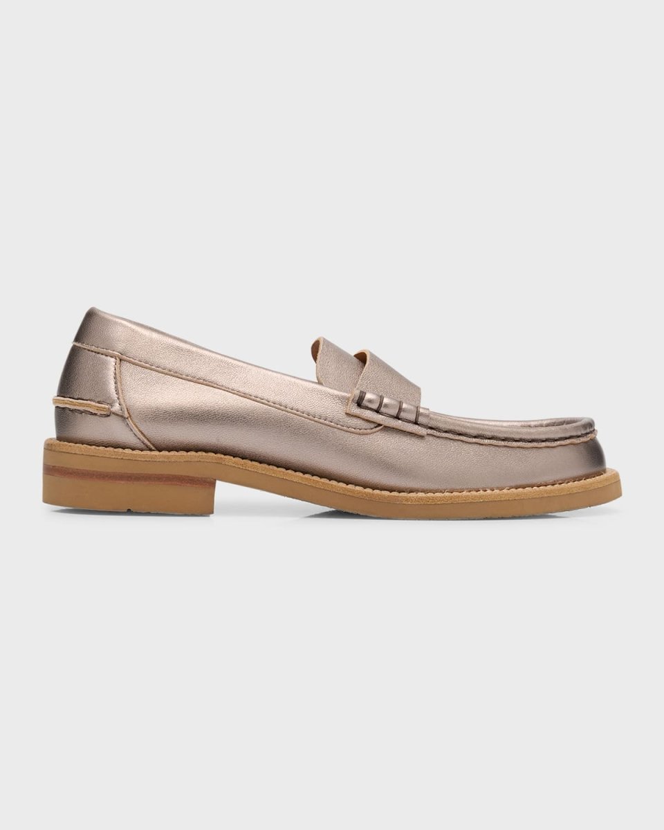 Stina Metallic Leather Slip-On Loafers